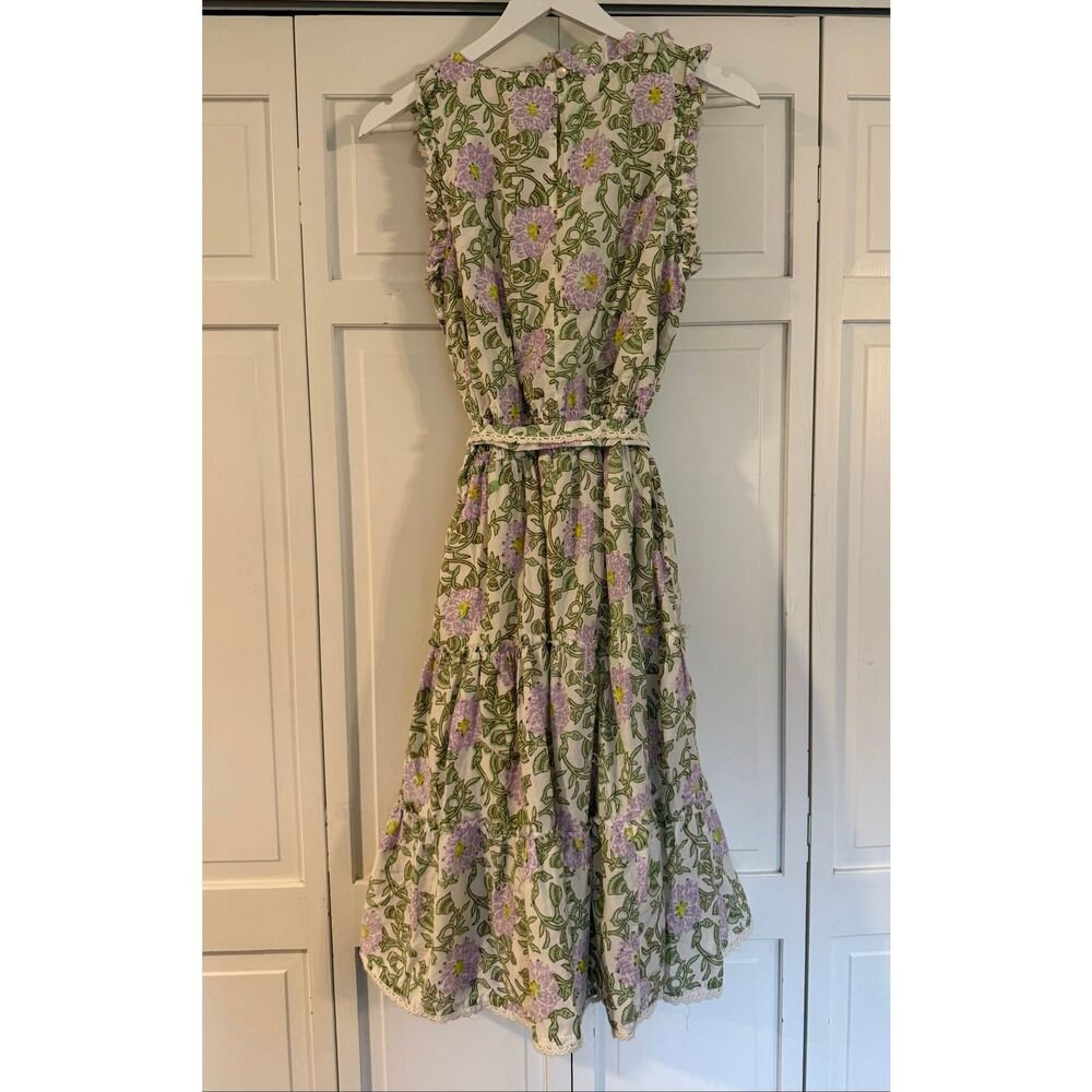 Roller Rabbit Daphne green and purple Floral midi dress size M - Picture 6 of 10